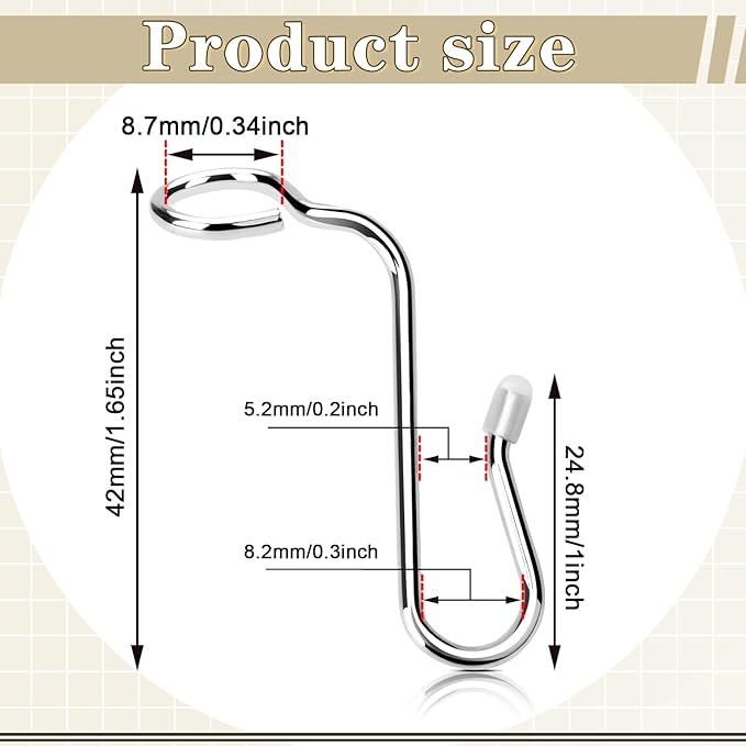 50 Pieces Hanger Connector Hooks Metal Hanger Extender Hooks Stable Clothes Connector for Different Clothes Hangers, 8.7 mm/0.34 Inch Hole Diameter, Silver