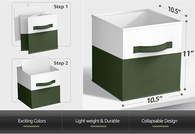 Sorbus Foldable Storage Bins – 6-Pack Fabric Storage Cubes, 11-Inch Cube Organizer Bins for Closet, Shelves, and Cubby Storage – Collapsible Cloth Storage Baskets for Home Organization