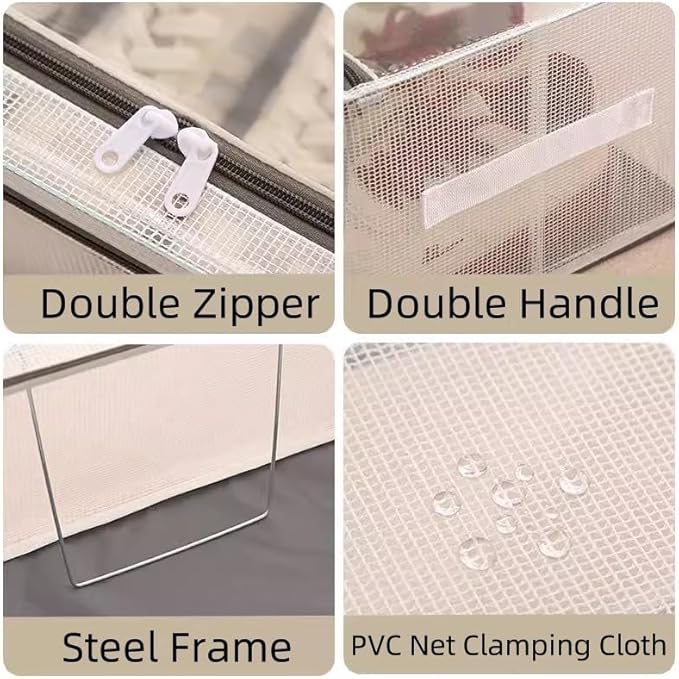 Stackable Shoe Boxes with Clear Lids, 15.8-Inch Boot Storage Bins with Handles for Bedroom Dormitory Under-Bed (3 Pack, 19Qt, 15.8x11.8x6in)