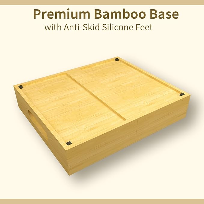 Lid Organizer for Cabinet – Bamboo Kitchen Storage for Plastic Lids, Adjustable Drawer Dividers, Food Container Organizer (Fits Cabinets & Drawers) (Extra Large)