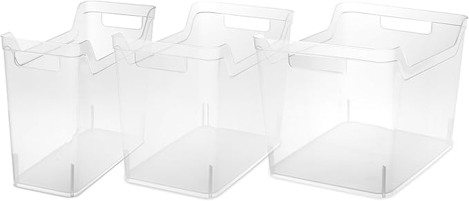 Sterilite Medium Shelf Bin with Handles, Plastic Storage Container for Organizing Shelving, Closet, Pantry, and Countertops, Clear, 6-Pack