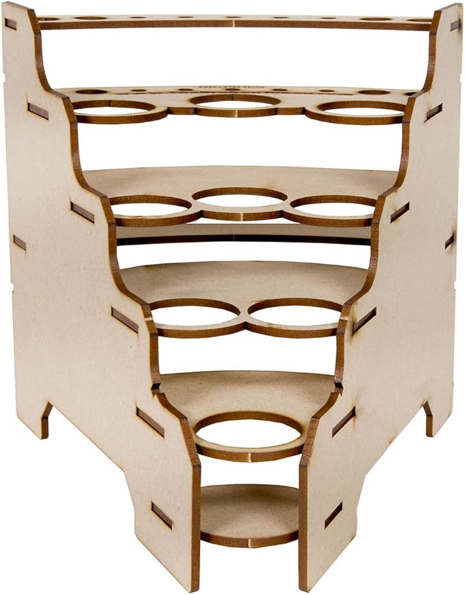 The Broken Token Modular Paint Rack w/ 35mm Holes - 45° Wedge - Multiple Organizer for Paint Bottles, Pots, and Brushes in Tiered Layout - Customize Your Pieces with Easy Organization & Access