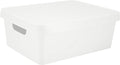Simplify Medium Vinto Storage Box | Stackable | Home Organization | Bathroom | Accessories | Closet | 2 Handles | White