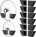 Universal Adjustable Pot Lid Organizer for Cabinet - Upgraded Patented Set of 8 Pan Lids Organizers Inside Cabinet Door Wall Mount Pots Top Holder for Kitchen Cupboard, Fits 6" to 14" (Black)