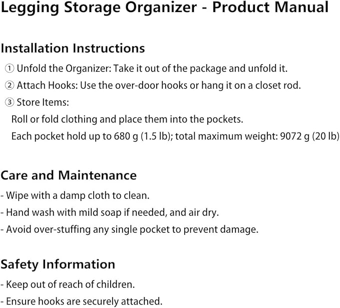 Lirex Hanging Yoga Legging Storage Organizer with 24 Pockets, Foldable Oxford Cloth Hanging Closet Organizer Shirts Jeans Storage Hanger Socks Holder for Family Closet Bedroom, Grey