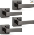 Probrico Half Dummy Inactive Square Grey Door Handle Levers, Non-Turning Gunmetal Black for Interior Door, 4 Pack