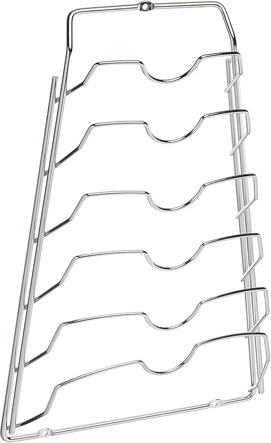 Organize It All Wall Cabinet Door Mounted Pot Lid Rack | Metal Wire | Dimensions 10.63" x 4.00" x 16.63" | Kitchen Storage | Sliver