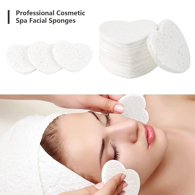 50-Count Facial Sponges Compressed, 100% Natural Cellulose Face Sponge Professional Cosmetic Spa Sponges for Face Cleansing, Exfoliating Mask, Makeup Removal for Travel and Home, White