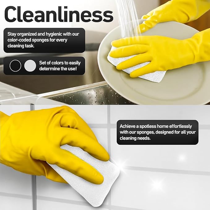 Casanero 6-Pack Silicone Scrubbing Sponges, Heavy-Duty, Non-Scratch | Reusable, Odor-Free, Multi-Purpose Cleaning for Dishes, Non-Stick, Countertops