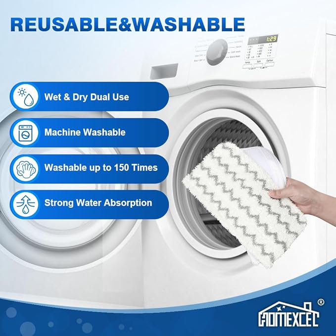 HOMEXCEL Steam Mop Replacement Pads for Shark Steam Mops S1000/S1000A/S1000C/S1000WM/and S1001C-Reusable Microfiber Steamer Scrub Mop Pads for All Hard Floors-2 Pack