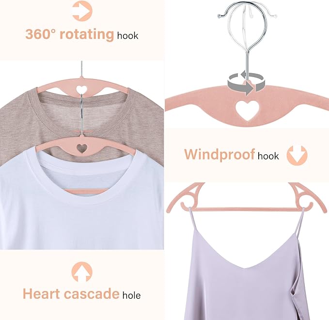 IEOKE Velvet Hangers 30 Pack: Felt Clothes Hangers Heavy Duty Shirt Sweater Hangers No Shoulder Bump Non Slip Slim Thin Coat Hangers for Closet - Pink/18 XL