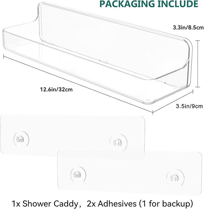 Shower shelves, Adhesive Clear Acrylic Bathroom Shower caddy Organizer, Transparent No Drilling Wall Mount Bathroom Storage