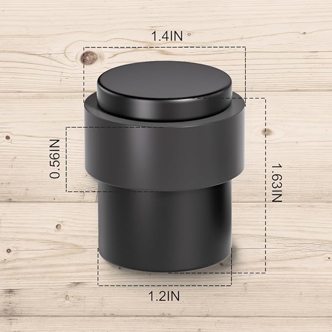SANATO 15Pcs Black Door Stopper Floor Mounted with Black Rubber, Cylindrical 304 Stainless Steel Made