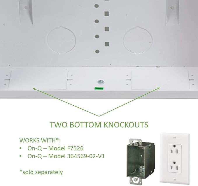 Legrand - OnQ 14 Inch Cable Management, In-Wall 20-Gauge Media Box, Structured Wiring Enclosure with 2.5 Inch Openings for Wires, Glossy White, EN1400