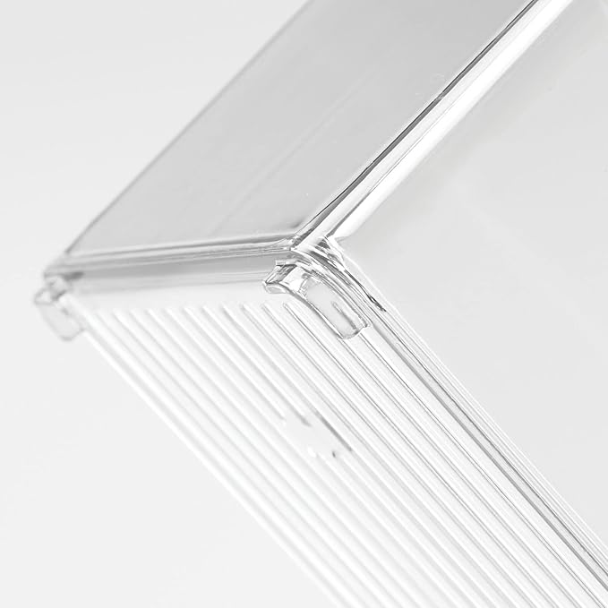 mDesign Plastic Modern Kitchen, Pantry Food Storage Container Bin w/ Handles - Cabinet, Fridge/Freezer, Countertop Organizer - Snacks/Drink/Appliances; Ligne Collection, Clear, 10x5x8 (Pack of 2)