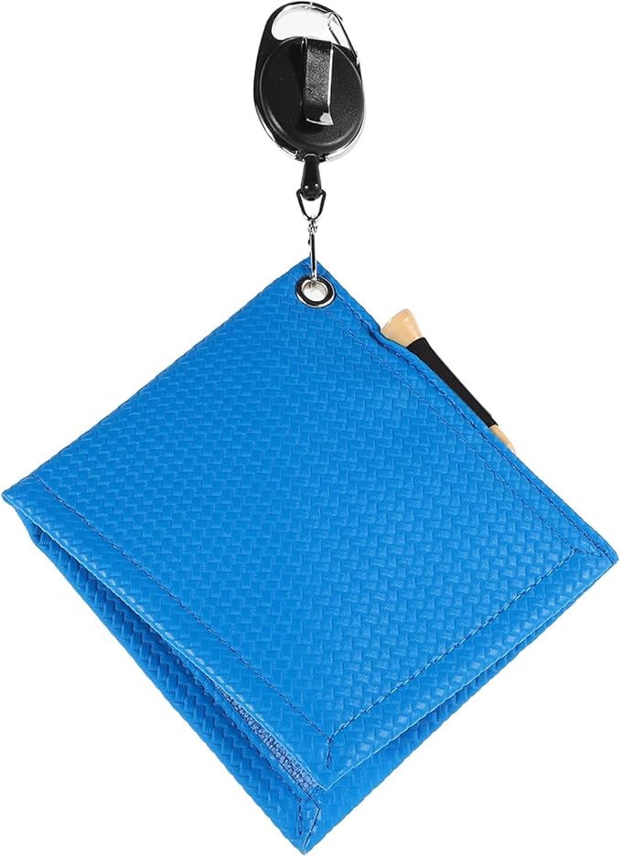 Kisangel Retractable Golf Towel with Carabiner Clip Small Blue Microfiber Cloth for Cleaning Golf Clubs and Balls Suitable for Men and Women Use