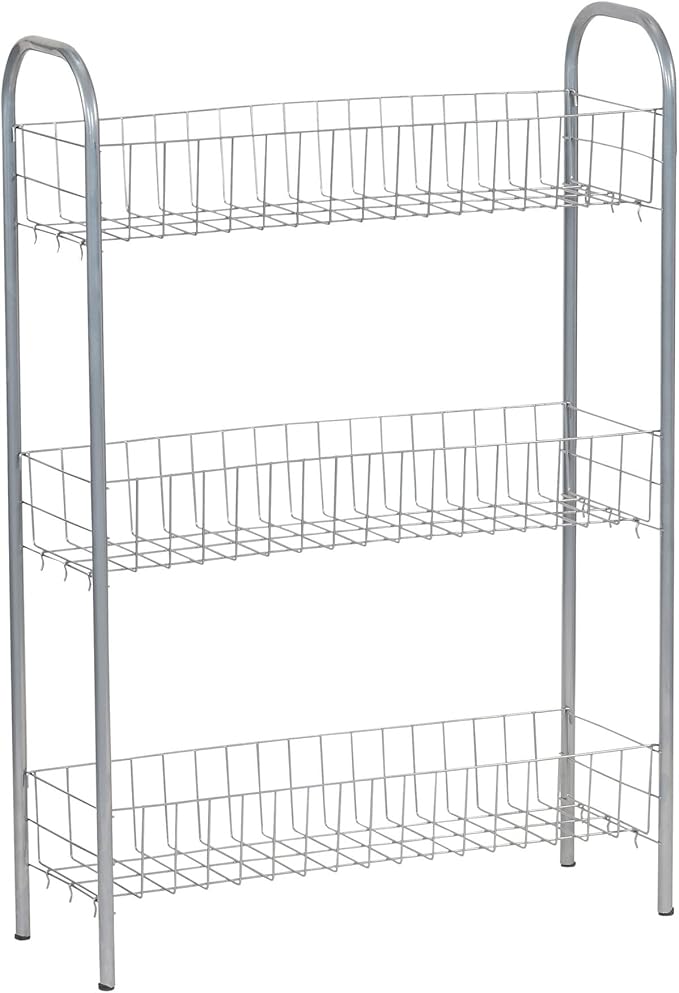 Household Essentials Slim Storage Cart, 3 Shelf Storage Cart with Wheels, Perfect for Laundry Rooms, Bathrooms, Pantries, Kitchens and More