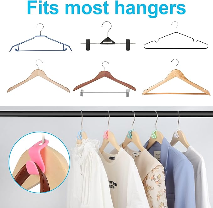 100 PCS Hanger Connector Hooks, Hangers Space Saving, Hanger Clips for Plastic Hangers(5 Color)