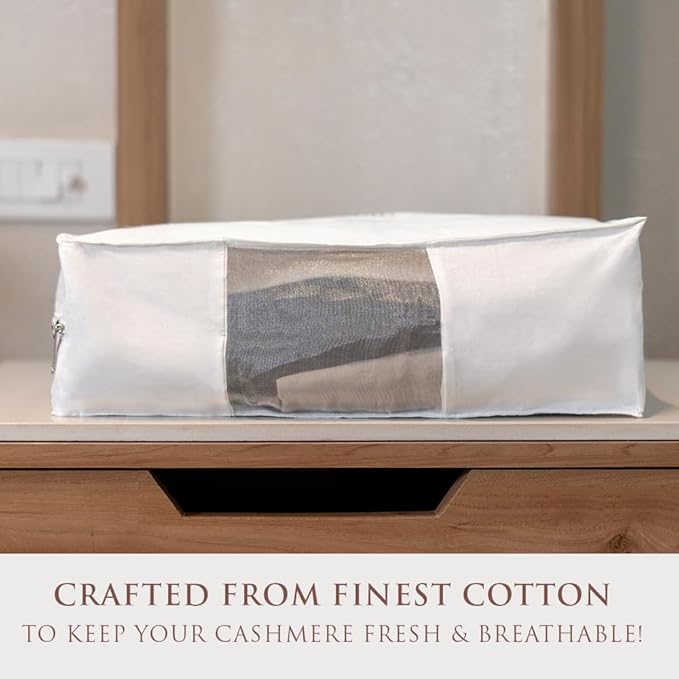 Velvessa Cashmere Sweater Storage Bags | PACK OF 2 |Breathable & Washable Sweater Storage Bags | Suitable Clothes Organizer For Sweaters, Merino Wool, Scarves and more