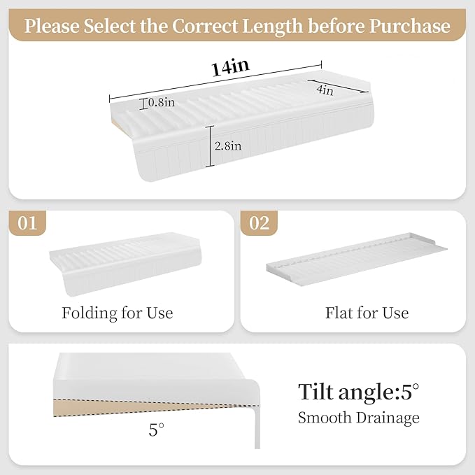 Sink Edge Protector with Suction Cup, 14" x 4", Silicone Sink Splash Guard for Kitchen & Bathroom, Protect Countertop from Scratches, Stains, for Stainless Steel Granite Quartz