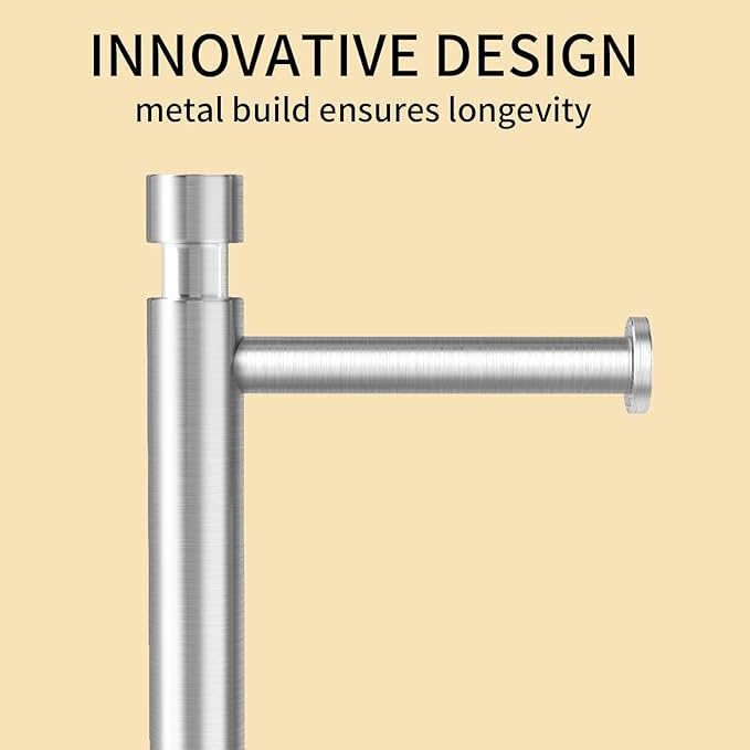 YUMORE Toilet Paper Holder Stand Freestanding, Weighted and Sturdy Brushed Nickel Stainless Steel Design with Non-Slip Cap, Rustproof Tissue Roll Holder for Modern Bathroom, RV