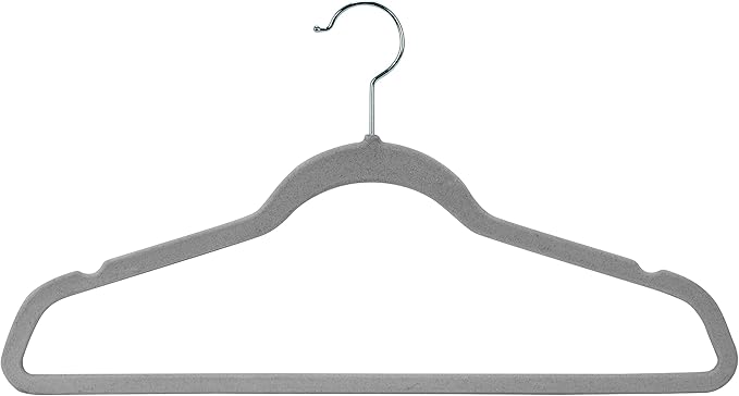 Laura Ashley 25 Pack Slim Velvet Hangers| Durable | Strong Plastic | Slim | Keeps Shape | Closet Organization | Heather Grey | Holds 10lbs | Holds Shape