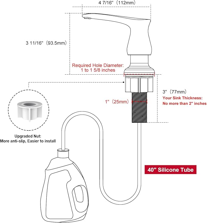 GAGALIFE Kitchen Sink Soap Dispenser Oil Rubbed Bronze, Under Sink Soap Dispenser with 40" Silicone Extension Tube Kit,Say Goodbye to Frequent Refills