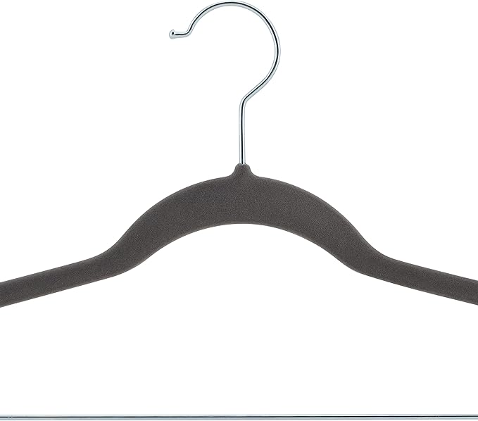 Laura Ashley 12 Pack Velvet Hangers with Clips | Durable | Plush Velvet | Slim | Closet Organization | Grey | 12pack | Suit | Pants | Blouse | Closet Organization