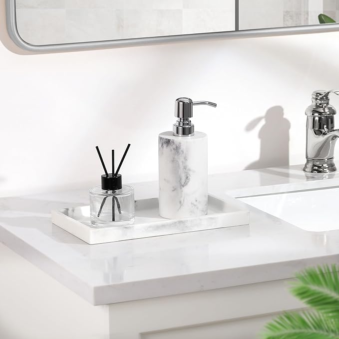 Luxspire Soap Dispenser, Hand Soap Dispenser with Replacement Pump Head, Refillable Lotion Holder, Pump Bottle for Bathroom, Kitchen, 10.8oz/320ml, Gravel White, 2 Pack