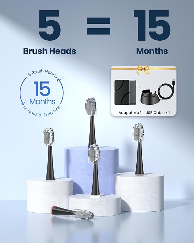 Electric Toothbrush with Water Flosser Combo in One - Sonic Flossing Toothbrushes for Teeth Cleaning, Rechargeable,Portable Cordless Water Flosser for Adults, 17oz Large Tank, 3 Modes & 5 Brush Heads