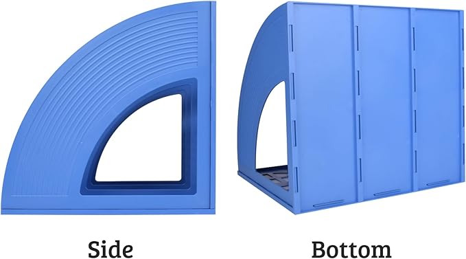 SAYEEC Magazine File Holder Desk Binder Holder Plastic File Sorter Folder Organizer Stand Book Shelf Dividers Vertical Filling Storage Rack Desktop Bookshelf Display Box for Office School Home (Blue)