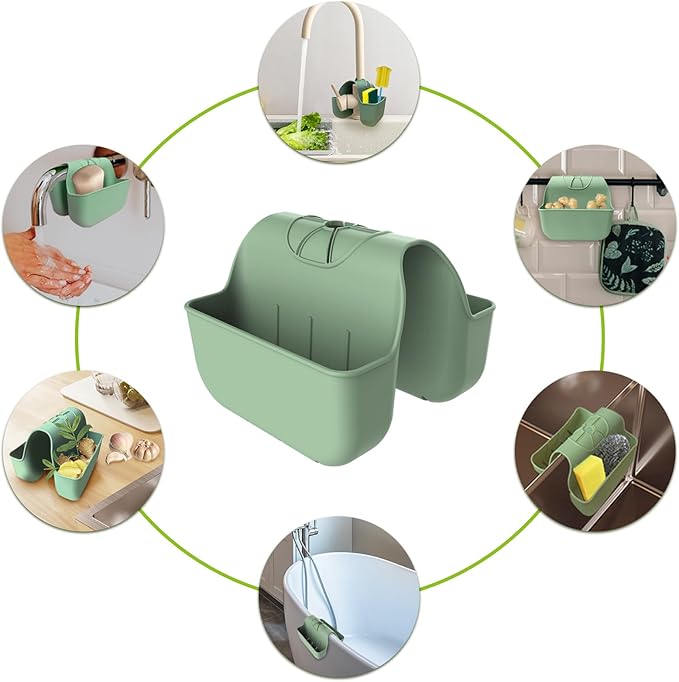 Hanging Silicone Sponge Holder for Kitchen Sink, Green