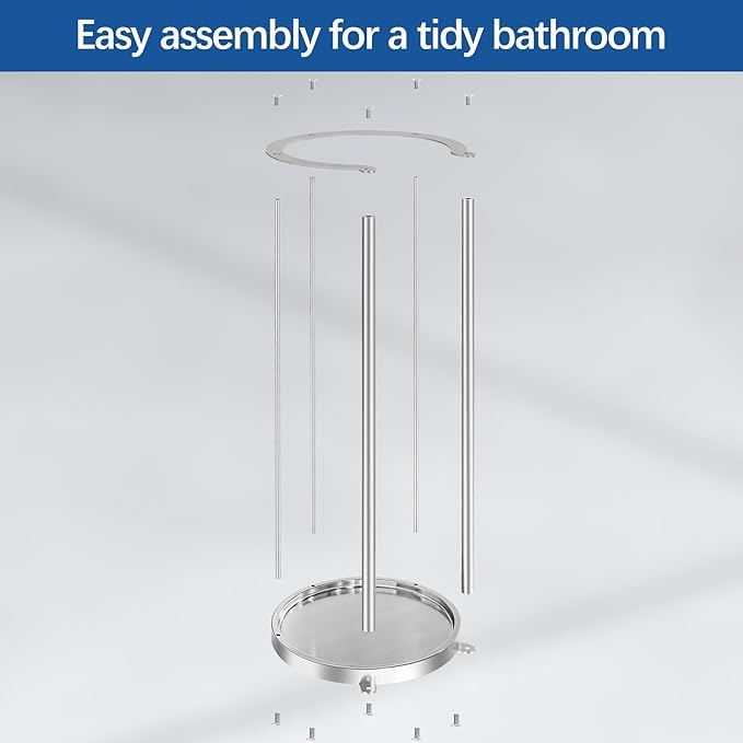 Brushed Nickel Toilet Paper Stand Free Standing Heavy Base 3 Rolls Toilet Paper Roll Holder for Bathroom Storage