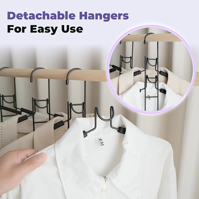 Shirt Hangers Space Saving, 5 in 1 Multi Layer Clothes Hanger with Non-Slip Foam Padded, Heavy Duty Metal Thick Magic Closet Organizers and Storage for Coat, Sweater, T-Shirt, 4 Pack (Black)