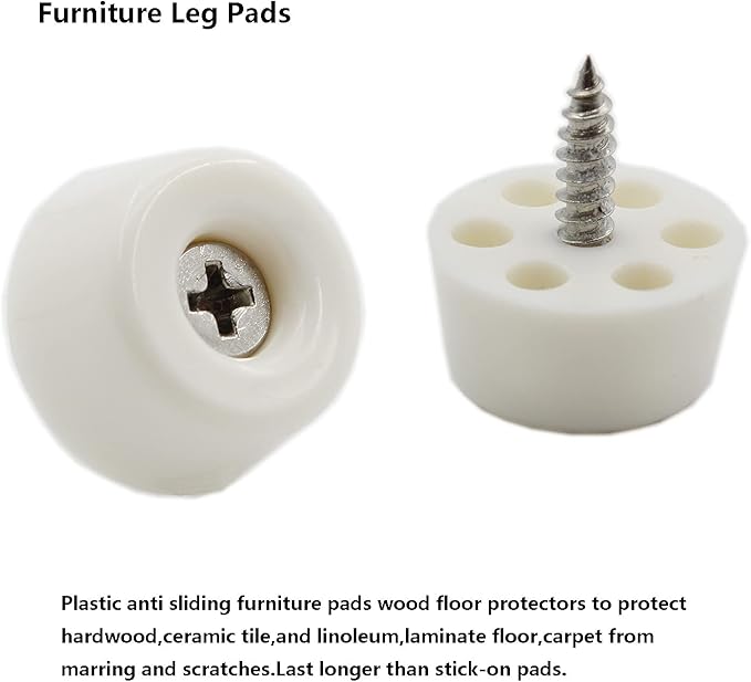 20PCS Round Furniture Pads,TTZEZE Heavy Duty Nail-on ABS Plastic Pad for Wood Furniture and Hard Floor Surfaces Chair Cabinet Table Sofa Couch Stool Leg Feet Floor Protectors Slide Smoothly (White)