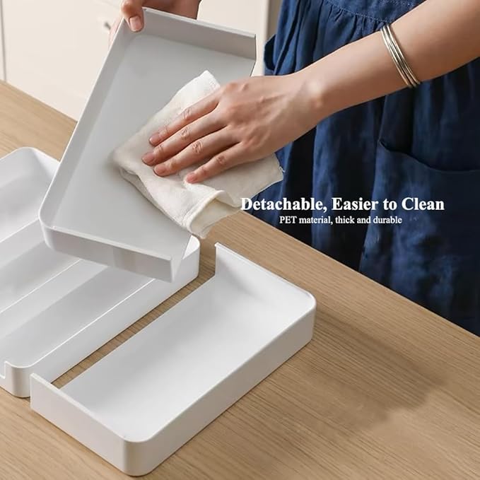 Shallow Drawer Organizer (1.57" H), Modular Expandable Desk Divider (Width 10.6"-17.9" OR Length 16.1"), Detachable Tray for Office Stationery, Makeup, Kitchen Utensils, White