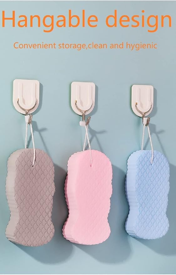 2 Pcs Magic Exfoliating Bath Sponge,3D Super Soft Body Exfoliating Bath Sponge for Adults Children and Pregnant Women Skin Friendly and Reusable. (Pink+Blue)