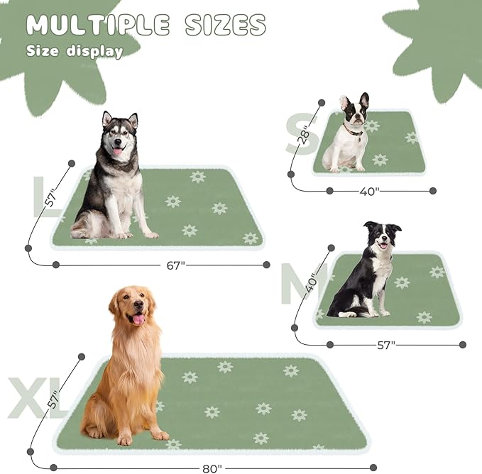Luciphia Waterproof Pet Blanket for Medium Large Dogs Washable Fluffy Thick Jacquard Shag Fleece Warm Sherpa 3D Textured Flower Print for Cats Puppy Couch Protection (Green,40x28 inches)