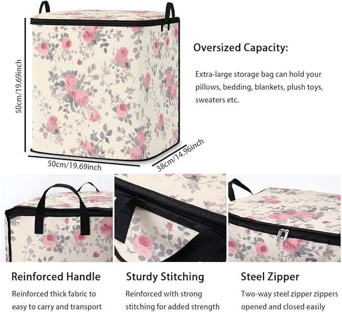 2pcs closet organizers and storage under bed,clothing blanket sweater sheet bedding comforter duvet quilt pillow toy storage bags with lids,dorm room essentials for containers 95L
