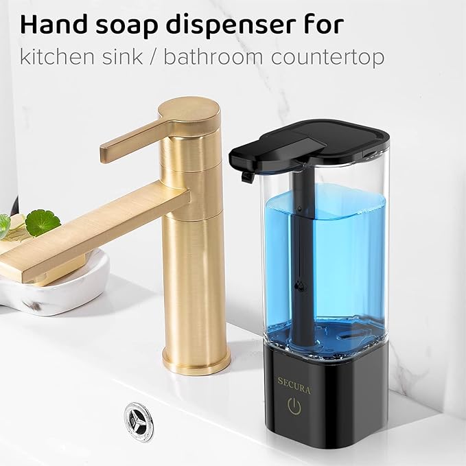 Secura 18.6 oz. Automatic Soap Dispenser, Touchless Liquid Soap Dispenser with SoapGlow Timer, 3 Gear Infrared Distance Sensing Volume Setting Perfect for Kitchen or Bathroom