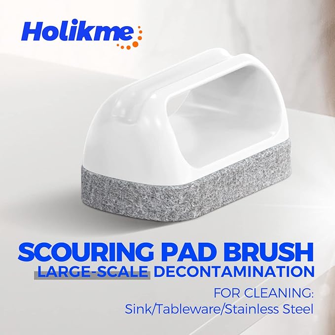 Holikme Deep Cleaning Brush Set, Scrub Pads with Scraper Tip for Pool Walls, Bathroom, Grout, Floor, Tub, Shower and Kitchen Surface, Abrasive Wheel Brushes (Black)
