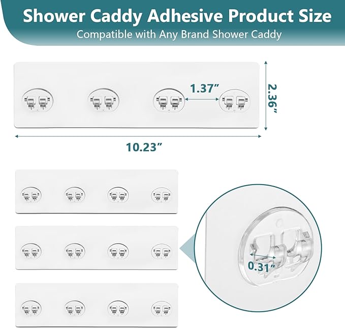 KaiwayInno 4 Pack Shower Caddy Adhesive Replacement, Strong Shower Shelf Adhesive Hooks for Corner Shelf Basket, Bathroom Rack, Kitchen Rack and Soap Holder