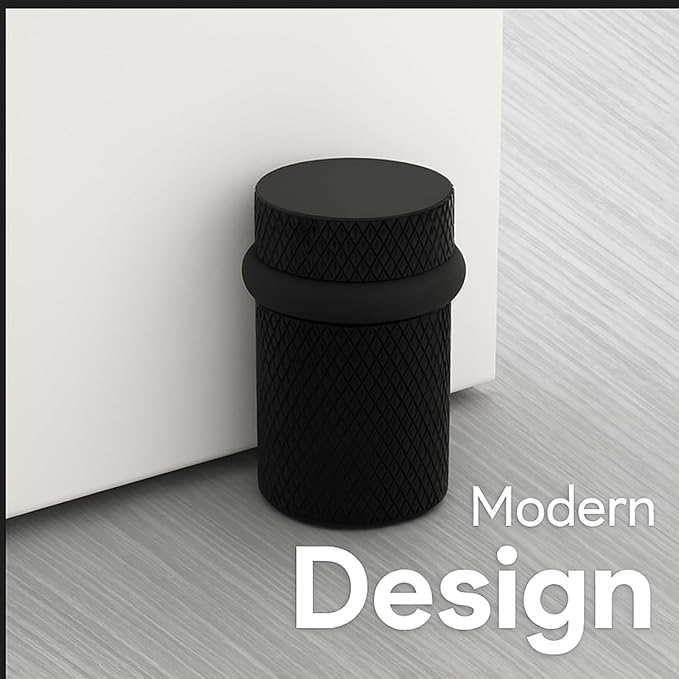 Mega Handles Knurled Floor Door Stopper, Quickly Installed Wall Protector, Wall Protectors from Door Knobs, Floor Door Stop with Mounting Hardware Included - Matte Black - 2 Inches