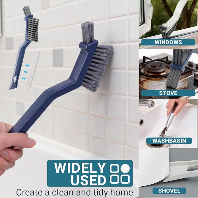 11PCS Crevice Cleaning Brush Set, Groove Gap Cleaning Tool Hard Bristle Recess Cleaning Brush Crevice Gaps Cleaning Tool for Deep Cleaning Kitchen, Bathroom, Grout, Sink, Corners, Tight Spaces & More