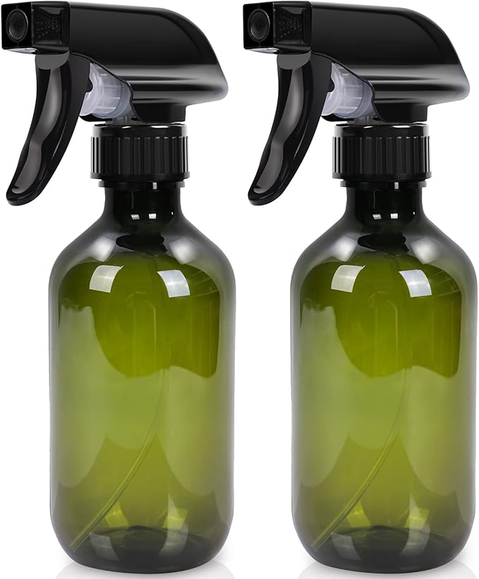 Cleaning Spray Bottles for Plants Misters for Inside, 2 Pack 10 oz Squirt, Water Spray Bottle Mist Sprayer, No Leak Hair Mister Empty with Adjustable Nozzle (Green)