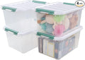 Parlynies 4-Pack Latching Box, Storage Bins with Lids, Clear Plastic, 20 Quart, Heavy-Duty Organizing Containers for Closet, Bathroom, and Office