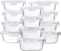 24-Piece Glass Food Storage Containers with Upgraded Snap Locking Lids,Glass Meal Prep Containers Set - Airtight Lunch Containers, Microwave, Oven, Freezer and Dishwasher,White