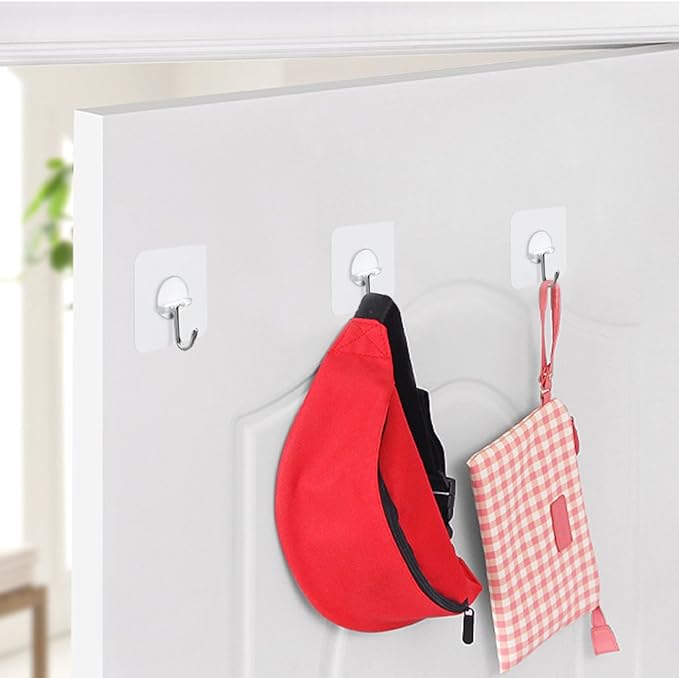 FOTYRIG Adhesive Hooks 15lb(Max) 180 Degree Rotating Heavy Duty Sticky Wall Hooks for Hanging Space Saving Towel Hooks Holder Seamless Stick on Bathroom Kitchen Office Outdoors-20 Packs