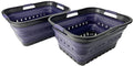 SAMMART 42 (11 Gallons) Collapsible Plastic Laundry Basket, Foldable Pop Up Storage Container/Organizer, Space Saving Hamper, Portable Bin for Dorm Room Bathroom (2, Black/Dark Purple)