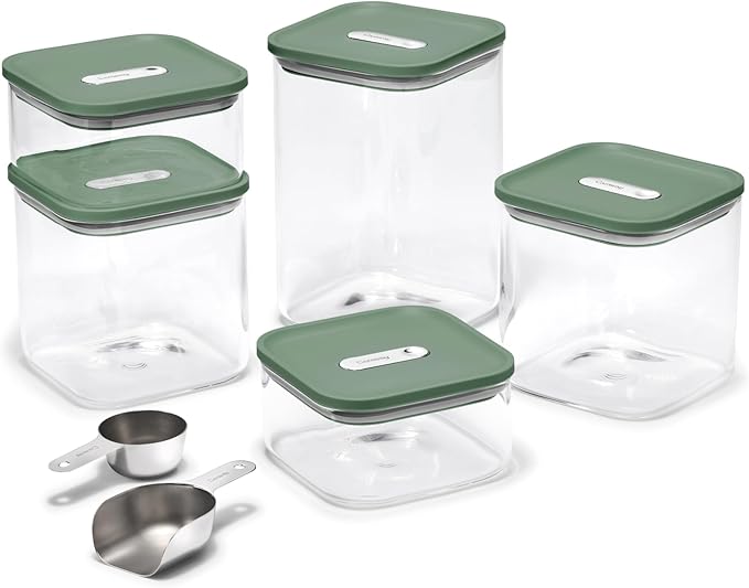 Caraway 13-Piece Glass Airtight Food Storage Containers with Lids – Non-Toxic, BPA-Free Kitchen Storage Containers – Stackable, Space-Saving Airtight Containers for Dry Goods and More - Sage